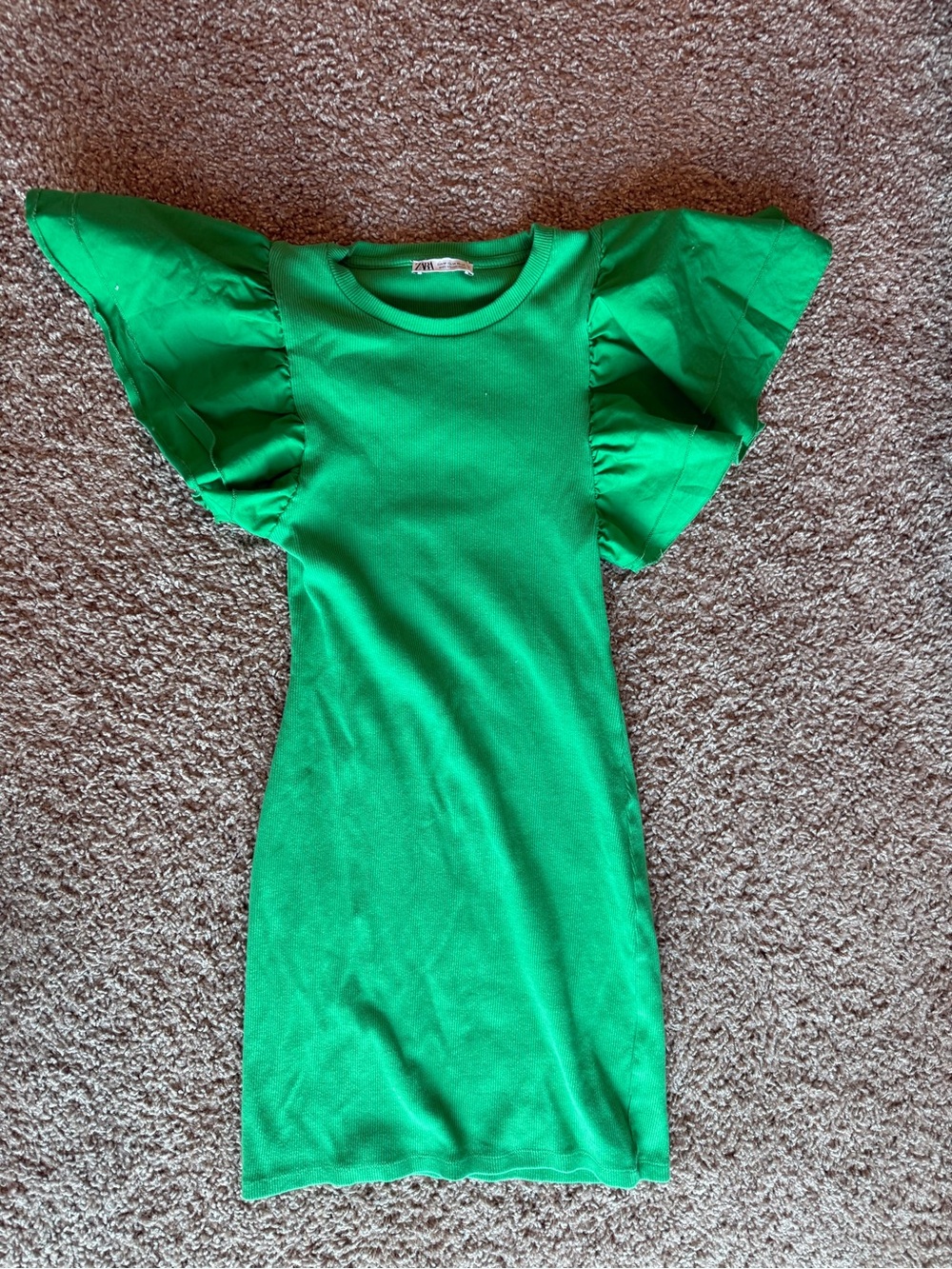 Women’s Green Flutter-Sleeve Dress